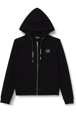 Armani Exchange Damska bluza z kapturem Sustainable, Black Edition, Zip Closure Hooded, , S