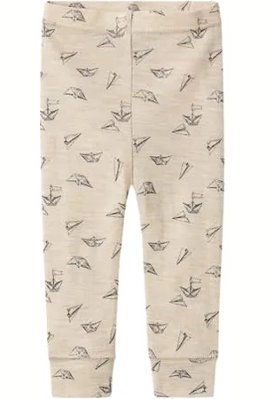 NAME IT Nbmwang legginsy dla chłopców z wełny bawełnianej Longjohn AOP, , 62