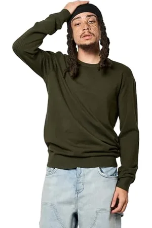 Kaporal 5 Męski sweter, regularny krój, długi rękaw, okrągły dekolt, model Vaero, ciemny kolor khaki, rozmiar S, , S