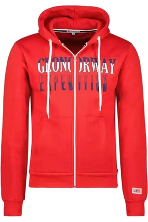 Geographical Norway Ghazen Męska bluza z kapturem z kieszenią kangurka - Bluza z logo sweter z kapturem ciepły długi rękaw - męska wiosna lato jesień zima (czerwony XL), , XL