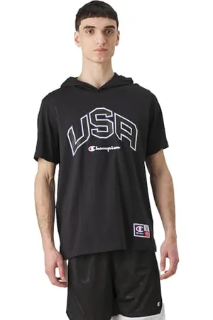 Champion Legacy Retro Sport - USA Hooded S/L T-Shirt, , L Męski SS24, , L