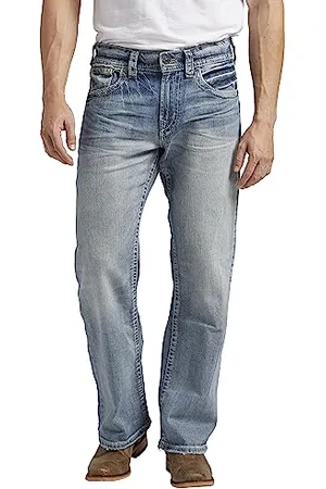 Silver Jeans Co. Męskie dżinsy Gordie, luźny krój, prosta nogawka, 28W / 34L