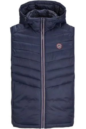 JACK & JONES Jack&Jones JJESPRINT Męska kamizelka z kapturem, granatowa marynarka/szczegóły: True Red Stitches, L, , L