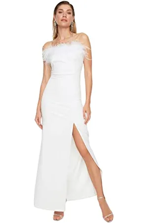 Trendyol Damska sukienka maxi Bodycon dopasowana, tkana suknia wieczorowa, , 60