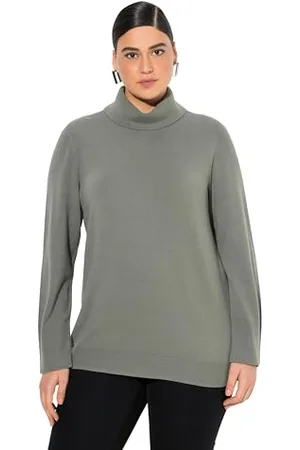 Ulla Popken Damski duży rozmiar, plus size, golf, szerokie prążkowane ściągacze, długi rękaw, , 42-44