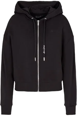 Armani Exchange Damska bluza z kapturem Sustainable, logo Downstrings and Zip Closure Hooded, , XS
