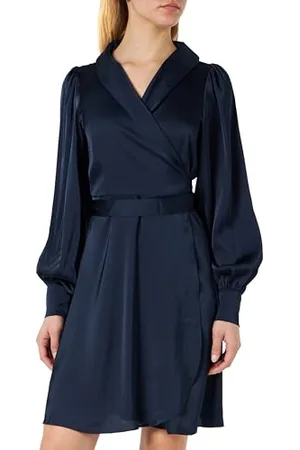 VILA Damska sukienka Vienna Ravenna L/S Short Wrap Dress-noos, , 40