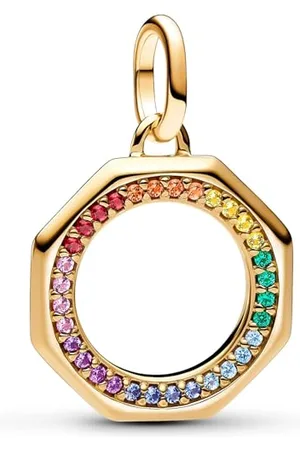 PANDORA ME Regenbogen Medaillon-Charm aus Sterling Silber mit vergoldeter Metalllegierung und künstlichen Kristallen, Kompatibel mit ME und Moments Armbändern, 763368C01