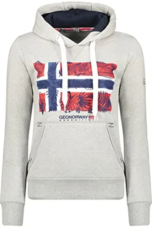Geographical Norway Gpalm Lady - Damska bluza z kapturem z kieszeniami kangurka - Bluza damska ciepły sweter na co dzień z długim rękawem, , M