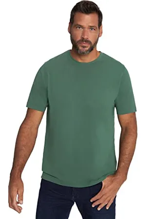 JP 1880 Menswear Big & Tall Plus Size L-8XL T-shirt, Basic, okrągły dekolt, Combed Cotton, up to 8XL 702558, Mętny zielony, 8XL