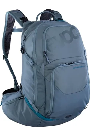 Evoc EXPLORER PRO 26, plecak (dla krótszych pleców, AIR FLOW CONTACT SYSTEM, pas biodrowy AIRO FLEX, w tym komora na bukłak do 3 l i pokrowiec przeciwdeszczowy, jeden rozmiar), stalowy