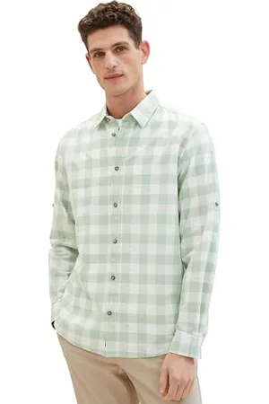 TOM TAILOR 1040136 Koszula, 34638-Mint Slub Vichy Check, XXL Mężczyźni, , XXL