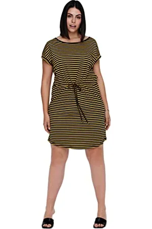 ONLY Carmakoma NOS Damska sukienka Carapril Ss Knee Dress Stripe Noos, , L