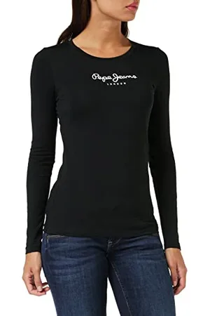 Pepe Jeans Damska koszulka New Virginia Slim Fit z długim rękawem niebieska, czarny (czarny), S