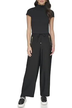 DKNY Damskie spodnie ze sznurkiem ściągającym, czarne, L, , L