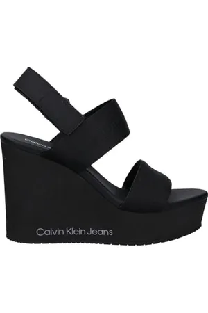 Calvin Klein Jeans Damskie sandały klinowe w MTL, czarne/Stormfront, 39 EU, , 39.5 EU