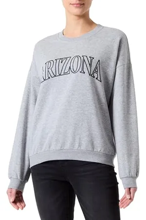 Pieces® Pcfreya Ls Oversize Sweat, Szary melanż/nadruk: czarny, M
