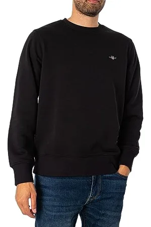 GANT Męska bluza REG Shield C-Neck Sweat, czarna, standardowa, czarny