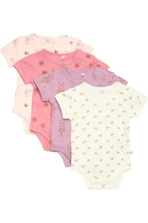 Pippi Unisex Baby Body SS AO-Printed (4-pak) Bielizna, Dusty Rose, 80, Dusty Rose, 80