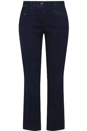 Ulla Popken Damskie duże rozmiary plus size dżinsy Mony, stożkowa nogawka, kieszenie zapinane na zamek błyskawiczny 808812, , 32W / 30L