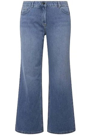 Ulla Popken Marlenejeans damskie Mary, szerokie nogawki, komfortowy ściągacz, bawełna ekologiczna dżinsy, , 36W / 30L