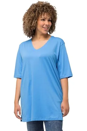 Ulla Popken Damska koszulka w dużych rozmiarach do 64 | bluza z okrągłym dekoltem, długim rękawem i slim fit | 100% bawełna i uniwersalna | 646801, , 42-44