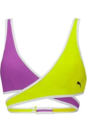 PUMA Swim Women Contour Plunge TOP 1 szt, Fioletowy/Fluo Yellow, XL