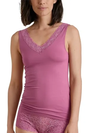 Calida Natural Comfort koronkowy top bez rękawów czerwony fioletowy, 1 sztuka, rozmiar 40-42, , 40-42