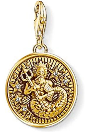 Thomas Sabo Damski męski wisiorek charm znak zodiaku wodny Charm Club srebro wysokiej próby 925 pozłacany 1650-414-39