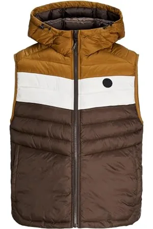 JACK & JONES JACK&JONES Męska kamizelka z kapturem JJESPRINT, mulcz/szczegóły: Monks Robe/Moonbeam Blocking, L, Mulcz/szczegóły: szata monks/Moonbeam Blocking, L
