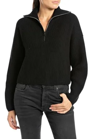 Replay Damski sweter wełniany Cropped, , XXS