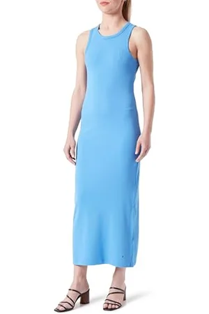 Tommy Hilfiger Damska sukienka Slim 5X2 Rib MIDI NS Blue Spell XS, , XS