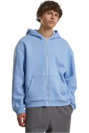 Build Your Brand Męska bluza z kapturem Fluffy Zip Hoody, męska bluza z kapturem z zamkiem błyskawicznym na całej długości, krój regularny, , 5XL