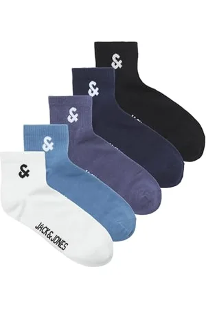 JACK & JONES JACMILO Krótkie skarpety tenisowe, 5 sztuk, Granatowy marynarka/opakowanie: vintage indigo - niebieski (Coronet Blue) - White - Black, rozmiar uniwersalny