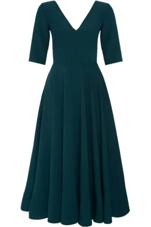 Swing Sally Rose damska sukienka midi | elegancka sukienka | odświętna sukienka | sukienka imprezowa | suknia wieczorowa | suknia ślubna | sukienka balowa | dekolt w serek | rękawy 3/4