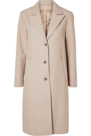 SELECTED SLFNEW ALMA WOOL COAT NOOS płaszcz damski, sandał/szczegóły: melanż, 42, , 42