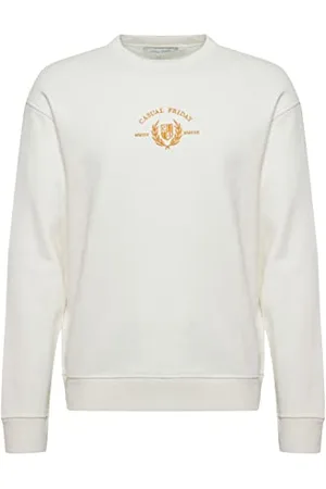 Casual Friday Męska bluza CFSage Relaxed Sweat z haftem bluza, 110602/Snow biała, XL
