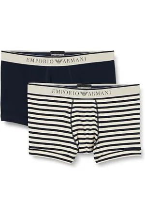 Emporio Armani Męska przędza bawełniana, barwiona, 2-pak, kolor morski/cielisty pasek, M, , M