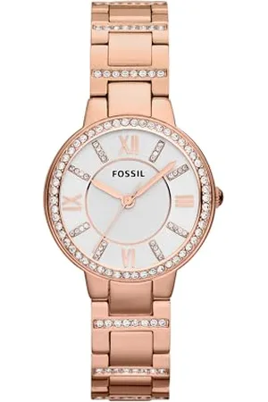 Fossil Zegarek damski Virginia, mechanizm kwarcowy, obudowa ze stali nierdzewnej o różowym złocie 30 mm z paskiem ze stali nierdzewnej, ES3284