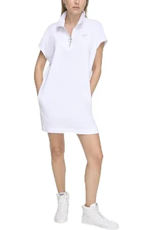 DKNY Damska metaliczna sukienka z logo Bubble, , L