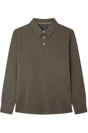 Hackett Męskie polo z dzianiny tekstury, brązowe (khaki), XXL, , XXL