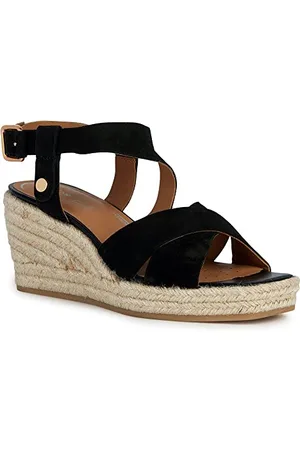 Geox Dziewczęce D Panarea espadryle Wedge sandały, czarny, 41 EU