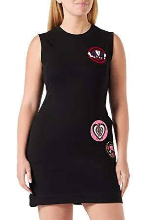 Moschino Damska sukienka o dopasowanym kroju, bez rękawów, czarna, 38, , 38