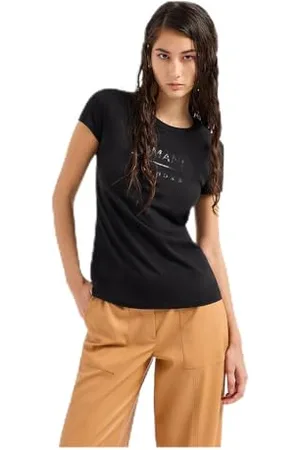 Armani Exchange Damska koszulka Pima Cotton, Slim Fit, okrągły dekolt, , XS