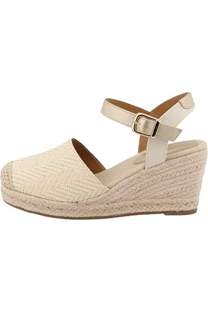 TOM TAILOR Damskie sandały klinowe 7490730004, kremowo-złoty, 41 EU, , 41 EU