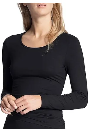 Calida Natural Comfort damska koszulka z długim rękawem, okrągły dekolt, z wysokiej jakości bawełny, naturalny połysk i gładki w dotyku, , 32-34