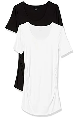 Amazon 2-pak Short-Sleeve Rouched Scoopneck fashion-maternity-t-shirty, czarny/biały, US M (EU M - L)