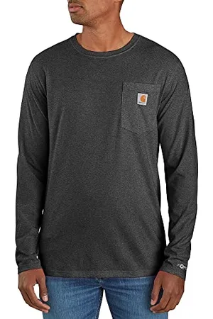 Carhartt Męski t-shirt roboczy Force Relaxed Fit Midweight z długim rękawem, antracytowy nakrapiany, L