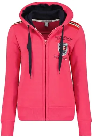 Geographical Norway Finion Lady bluza damska z kapturem z kieszeniami kangur - Ciepła bluza z długim rękawem - damska kurtka z kapturem Wiosna Lato Jesień Zima (Pink Flash XL), , XL