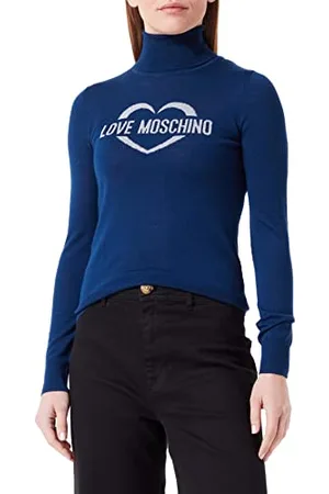 Moschino Damski sweter Slim Fit Turtleneck with Heart Jacquard Intarsia Pulower Sweater, , 38
